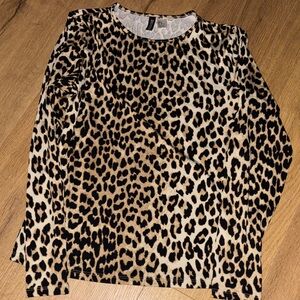 Divided Animal Print Long Sleeve Top